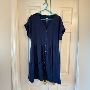 Sonoma Deep Blue V-Neck Midi Dress